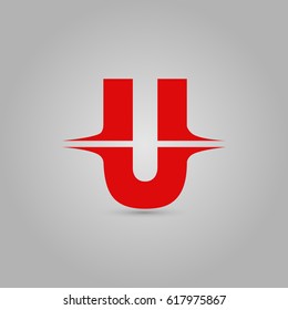 Letter U Elegant typographic red