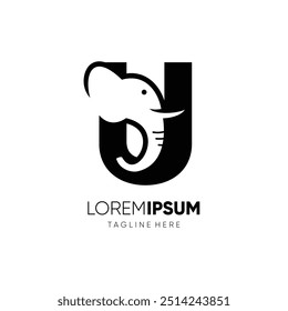 Letter U Elephant Logo Design Vector Icon Graphic Emblem Illustration Symbol