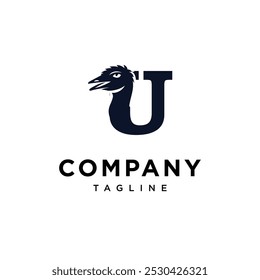 Letter U Emu Bird logo icon vector