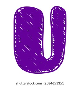 The letter U of the English alphabet. A children's alphabet with hand-drawn letters. The ABC. For educational banners, kindergartens, and book covers