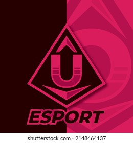 Letter U esport logo, triangle esport logo design template, badge esport logo illustration vector