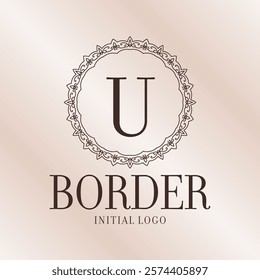 letter U ethnic border initial logo with soft gradient background