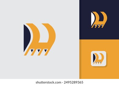 Letter u Excavator logo design illustration vector template