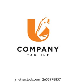 Letra U escavadora logotipo ícone vetor