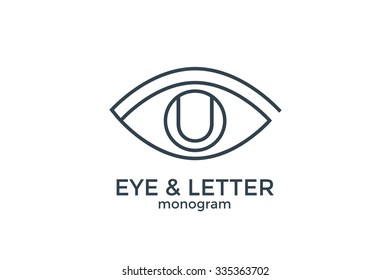 Letter U and eye monogram logo.