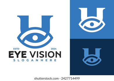 Letter U Eye Vision Logo design vector symbol icon illustration