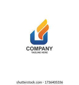 letter u f logo design vector template