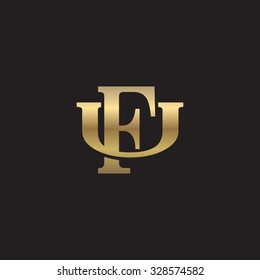 letter U and F monogram golden logo