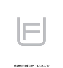 letter U and F monogram square shape logo gray