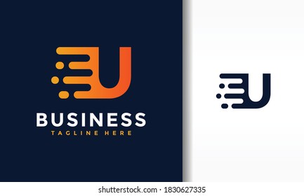 logotipo de movimiento rápido de letras U