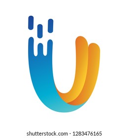 Letter U fast wave logo, Initial U water splashes vector logo template