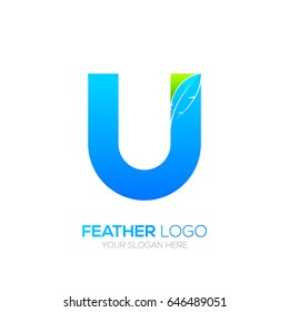 Letter U with Feather logo, Lawyer logotype for your Corporate identity