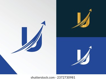 Letter U with Finance logo concept. marketing and growth arrow financial business logo design