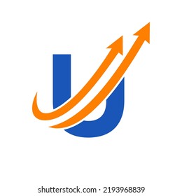 Letter U Financial Logo. Vorlage für das Logo "Finance and Financial Investment Development"mit dem Titel Business Growth Arrow