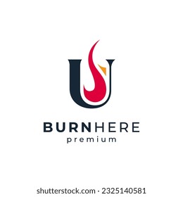 letra U con plantilla de diseño de logotipo de incendio
