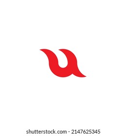 Letter u fire simple symbol logo vector