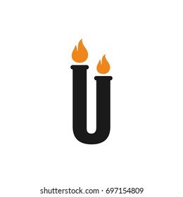 letter u and fire symbol. logo vector.