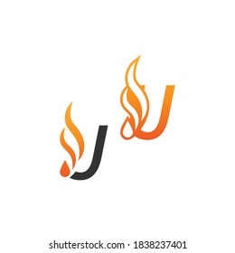 Letter U and fire waves, logo icon concept design template