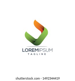 Letter u flame 3d abstract vector logo design template