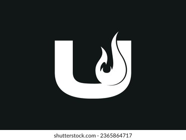 Letter U Flame Logo Design, Modern Logo Designs Vector Illustration Template