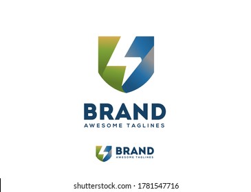 Letra U con diseño de logotipo flash
