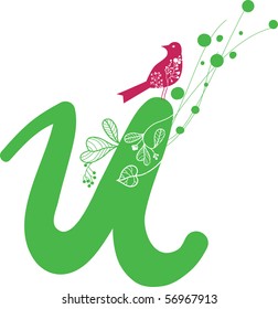 letter U in floral design