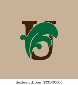 letra U floral diseño del logotipo del vector inicial para marca de moda y estilo de vida de lujo