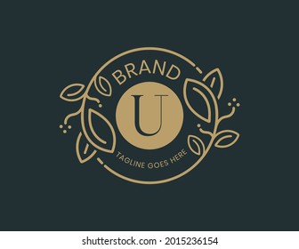 Letter U Floral Logo Design Template  Vector