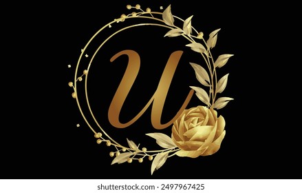 Letter U Floral Logo Design Template Vector