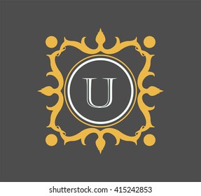 Letter U  Floral monogram.