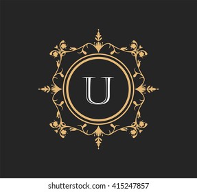 Letter U  Floral monogram.