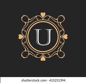 Letter U Floral monogram.