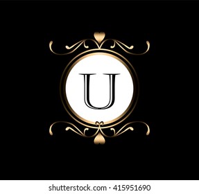 Letter  U Floral monogram.