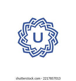 Buchstabe U Logo für Blumentechnologie. modernes und anspruchsvolles Kreisemblem