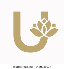 Letra U Concepto De Flor Para Símbolo Botánico. Signo de belleza
