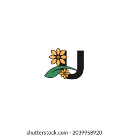 Letter U With Flower icon logo design vector template