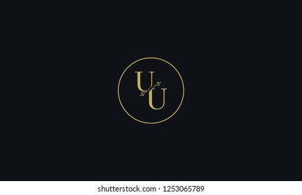 LETTER U AND U FLOWER LOGO WITH CIRCLE FRAME FOR LOGO DESIGN OR ILLUSTRATION USE