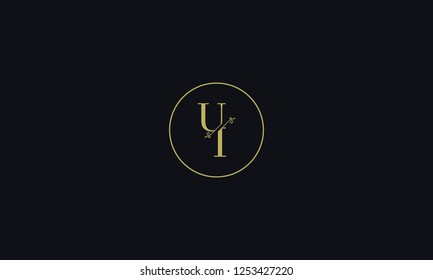 LETTER U AND I FLOWER LOGO WITH CIRCLE FRAME FOR LOGO DESIGN OR ILLUSTRATION USE