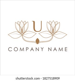 letter u and flower logo on white background