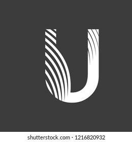 letter U font typography art deco 20s on gray background editable vector