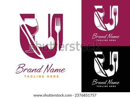 Letter U food logo design template