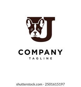 Letter U Frenchie Dog logo icon vector