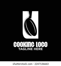 Letter U Frying Pan Logo Design Template Inspiration, Vector Illustration.