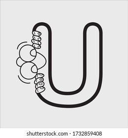 
Letter U Funny letter in hand drawn vector format