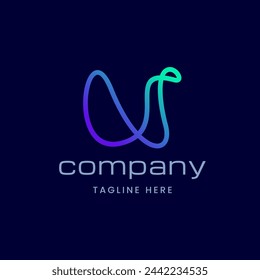 Letter U Futuristic Abstract Line Art Logo Design