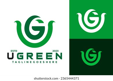 Letter U and G Green Logo design vector symbol icon illustration