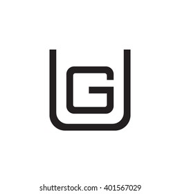 letter U and G monogram square shape logo black