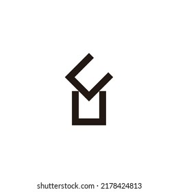 Letra U y G símbolo geométrico cuadrado simple vector de logotipo