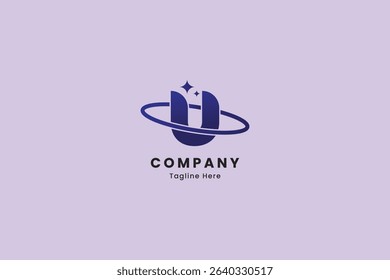 Letter U with galaxy logo design vector silhouette illustration, galaxy star logo