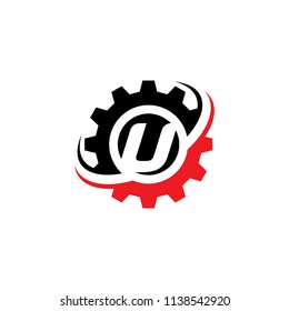 Letter U Gear Logo Design Template
